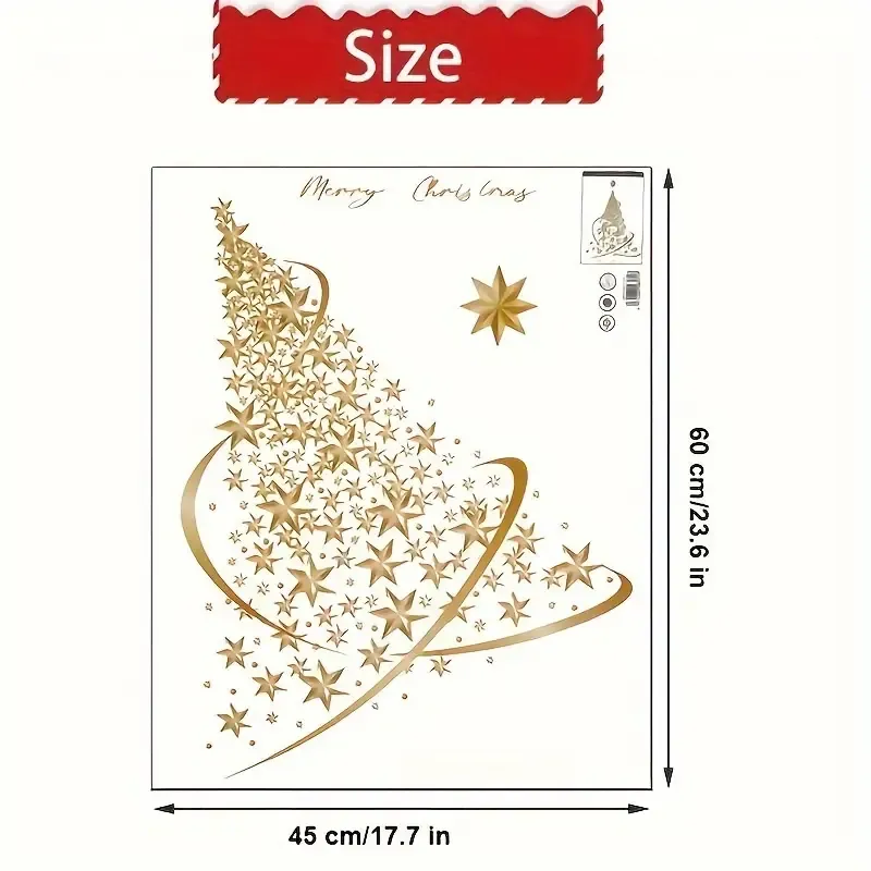 Large Golden Christmas Tree Window Clings