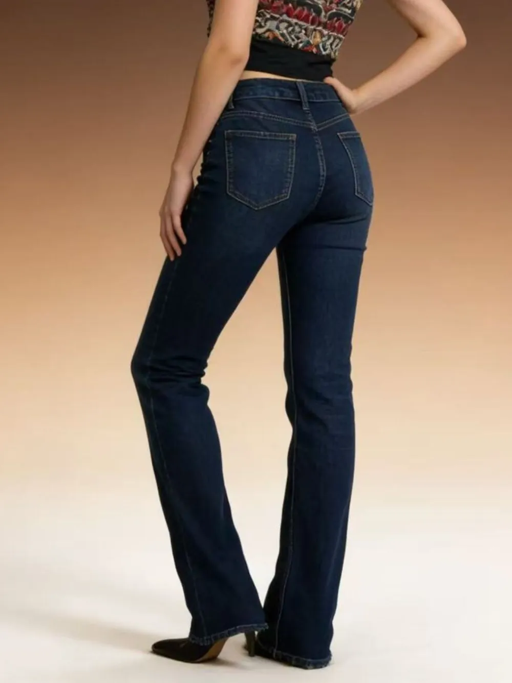 Casual High Waist Flare Leg Denim Jeans