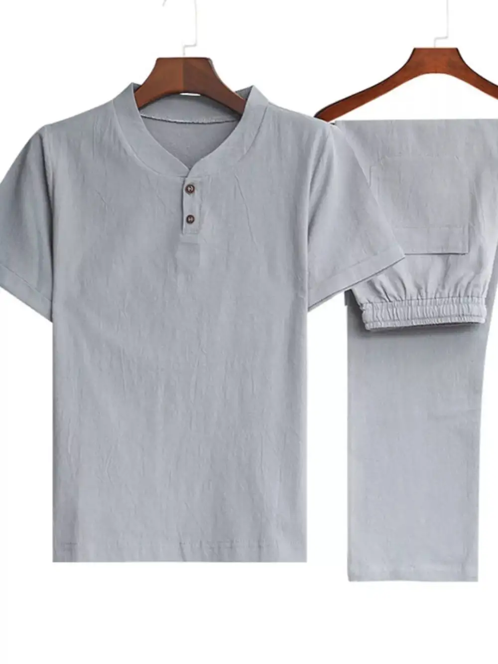 Men's Plus Size Casual Short Sleeve Top and Pants Set