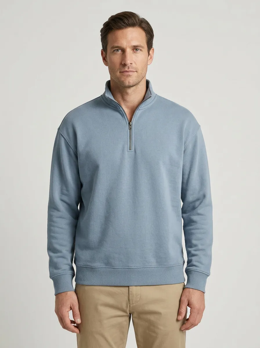 Men's Embroidered Emblem Quarter-Zip Sweatshirt