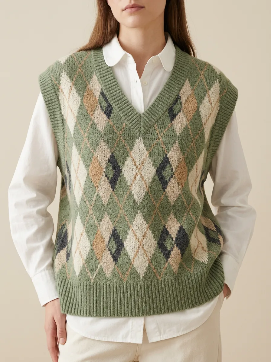 Classic Preppy Argyle Sweater Vest