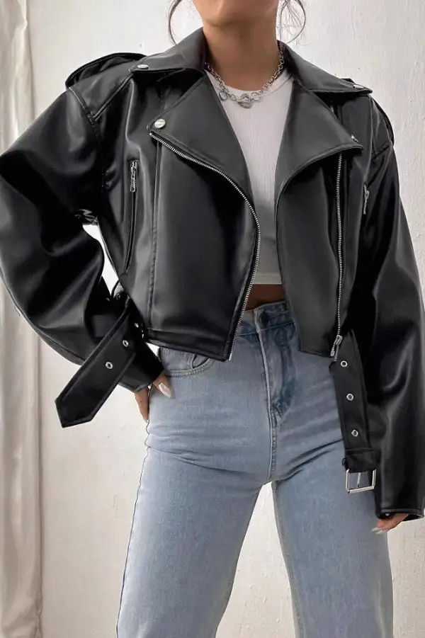 Cropped Leather Jacket