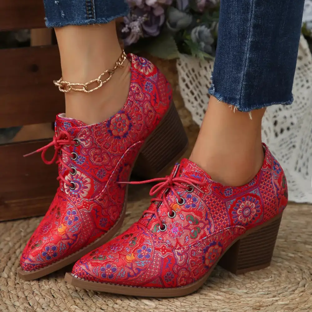 Refined Point Toe Block Heels Ankle Boots