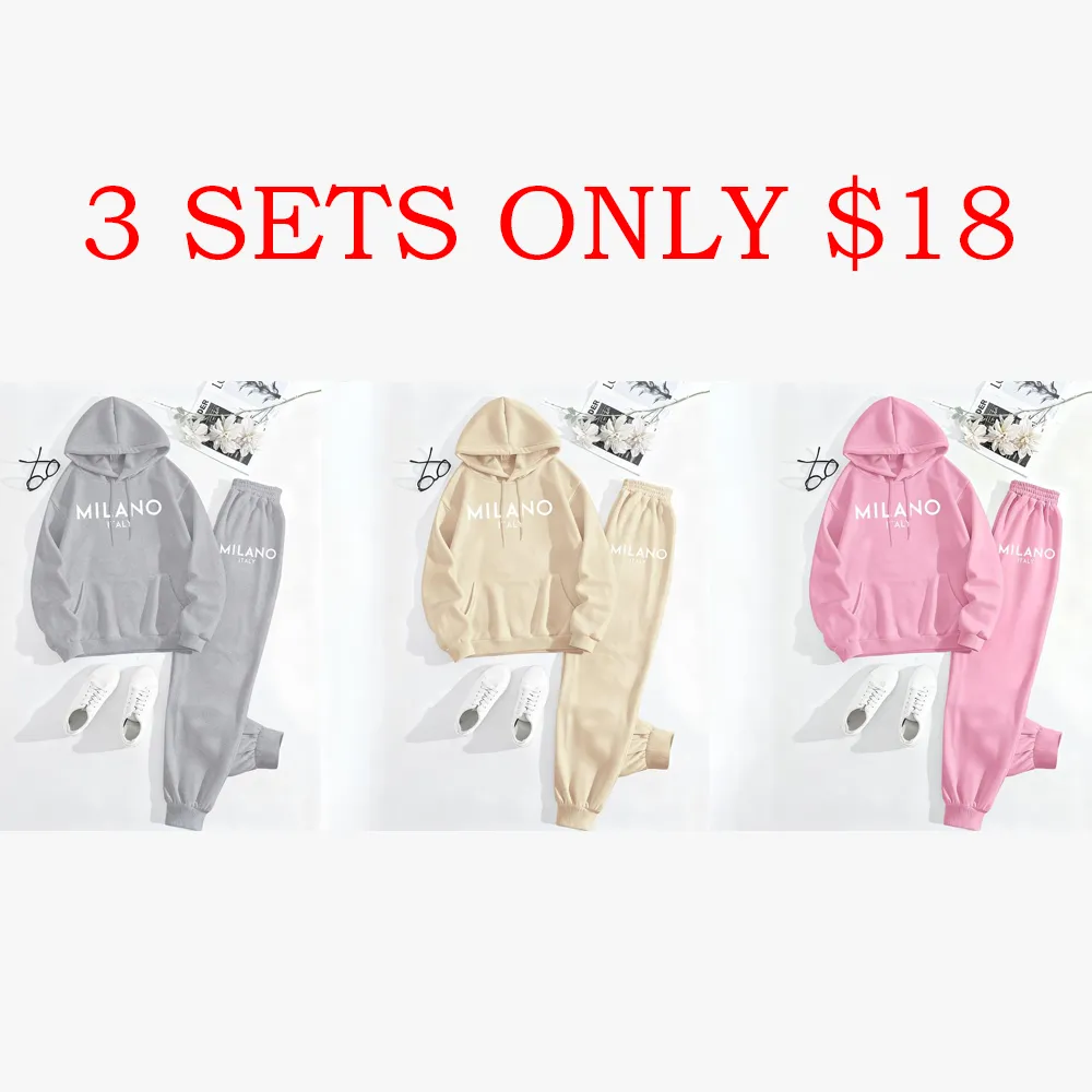 Women’s Milano City Print Hoodie & Track Pants Set – Trendy Fall/Winter Loungewear