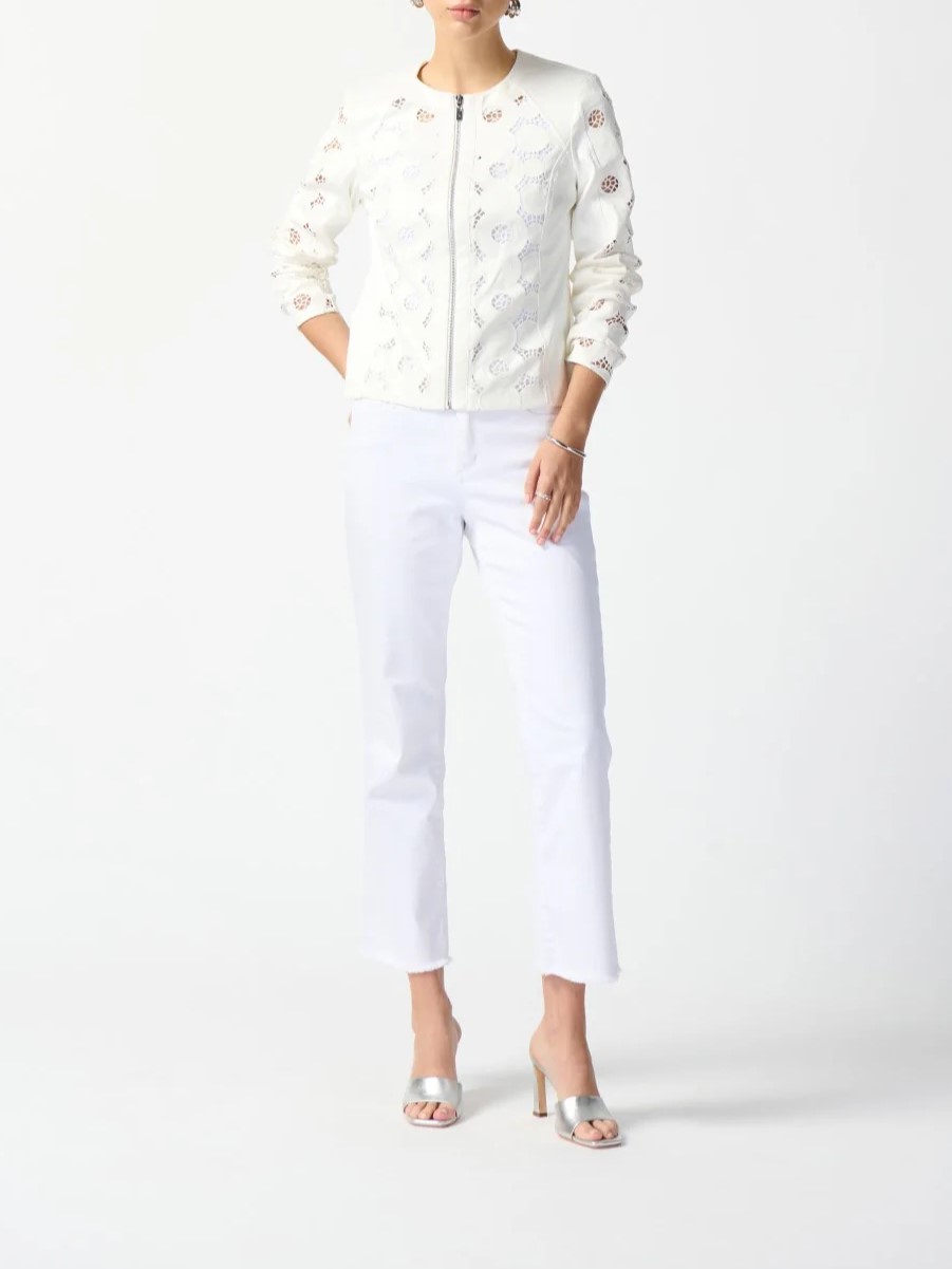White Embroidered Zip - Front Jacket