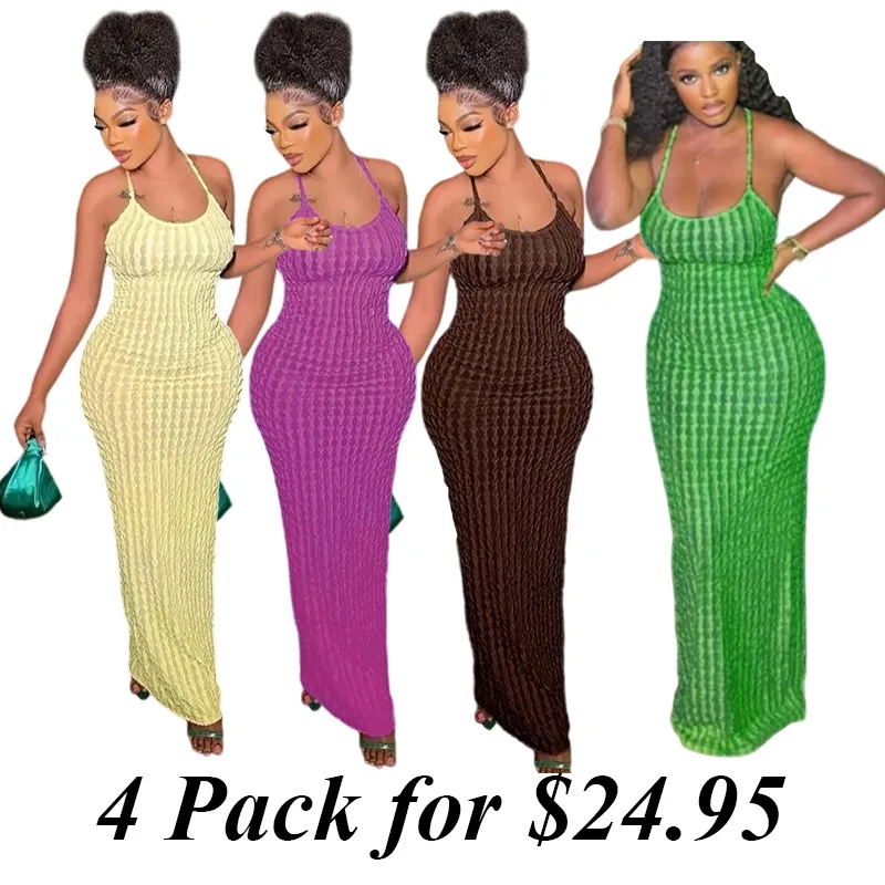 Women's Solid Backless Frill Trim Cami Dress