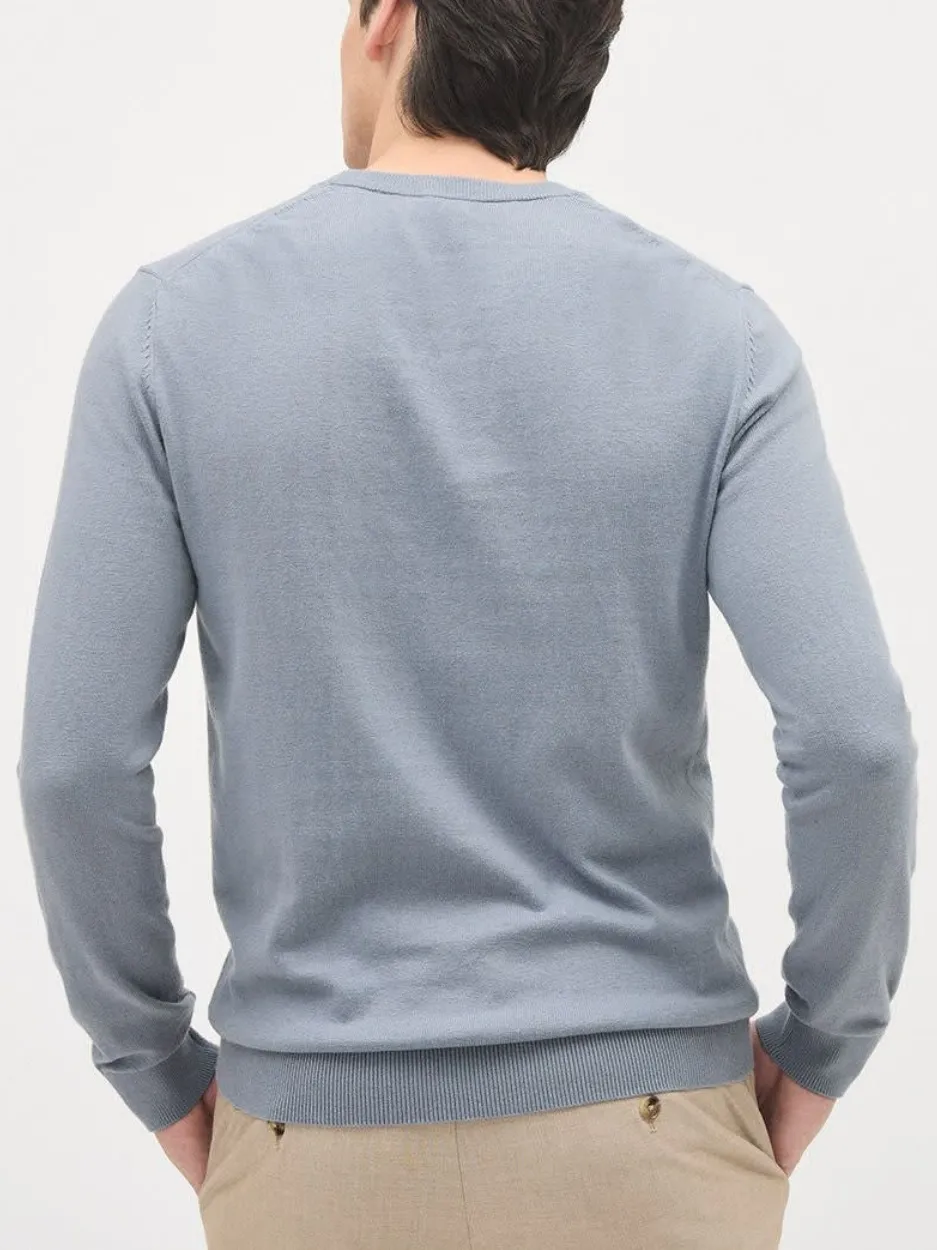 Light Blue Crew Neck Long Sleeve Sweater