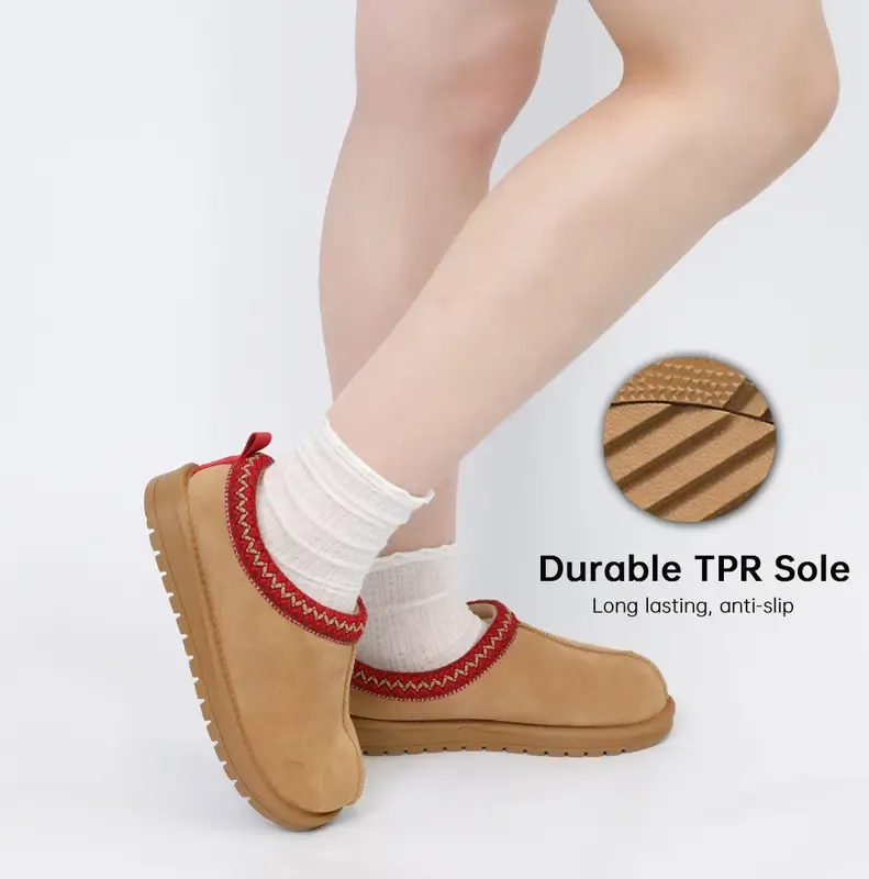 Women's leather outdoor suede slippers, mini heightening boots, short boots with soft fur lining