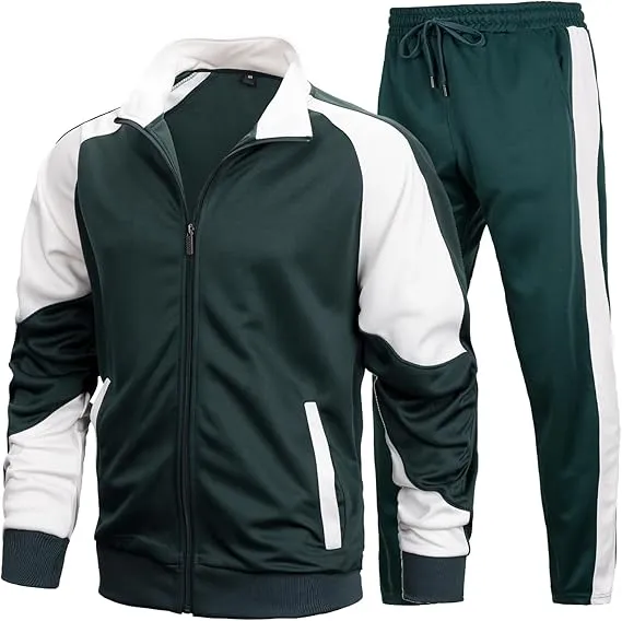 Leading The Better Life Men'S Sweat Suit 2 Piece Outfit Casual Contrast Sports Jogging Tracksuits Set