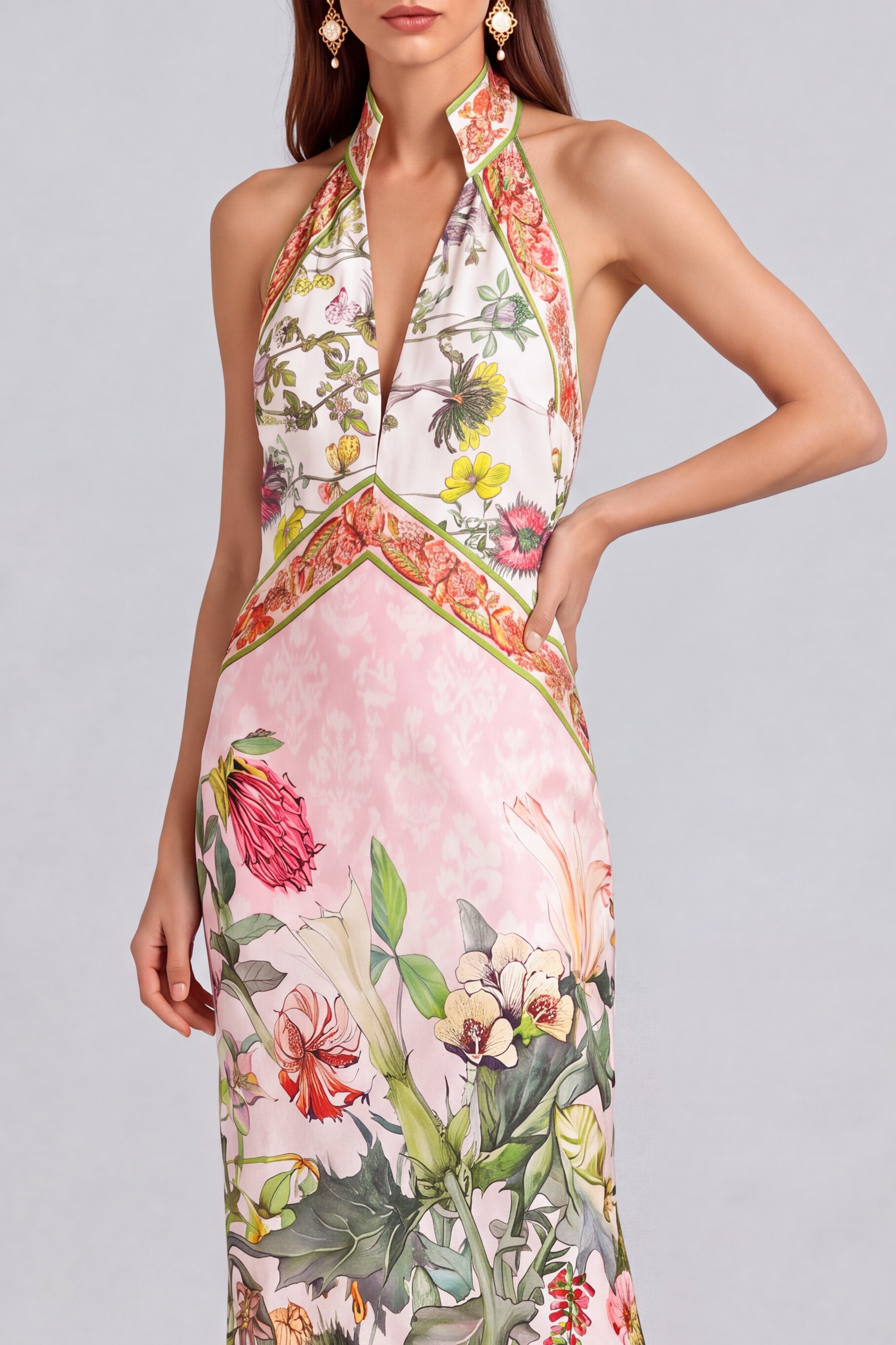 Backless Floral Maxi Dress