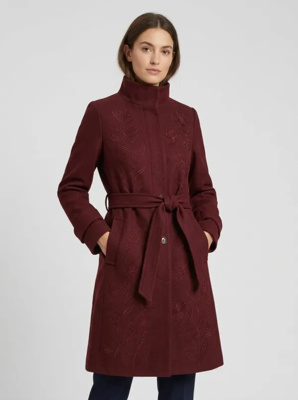 Women's Floral Embroidered Printed Coat
