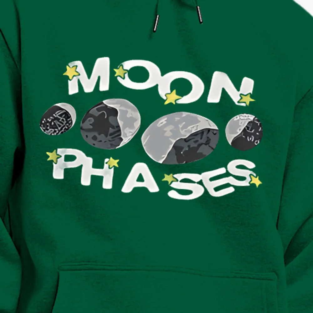 Sad Moon Print Hoodie