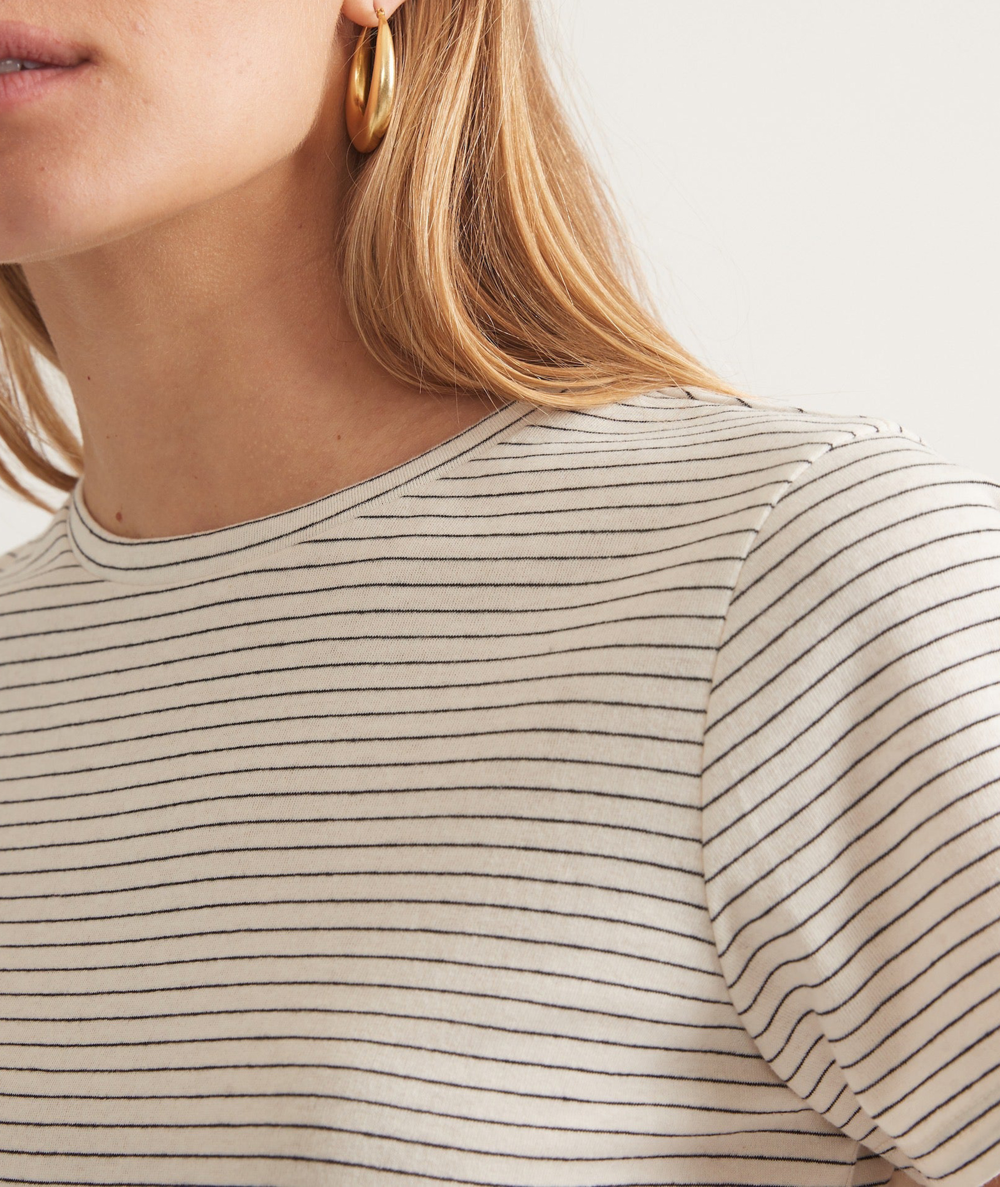 Striped Pattern Crew Neck Top