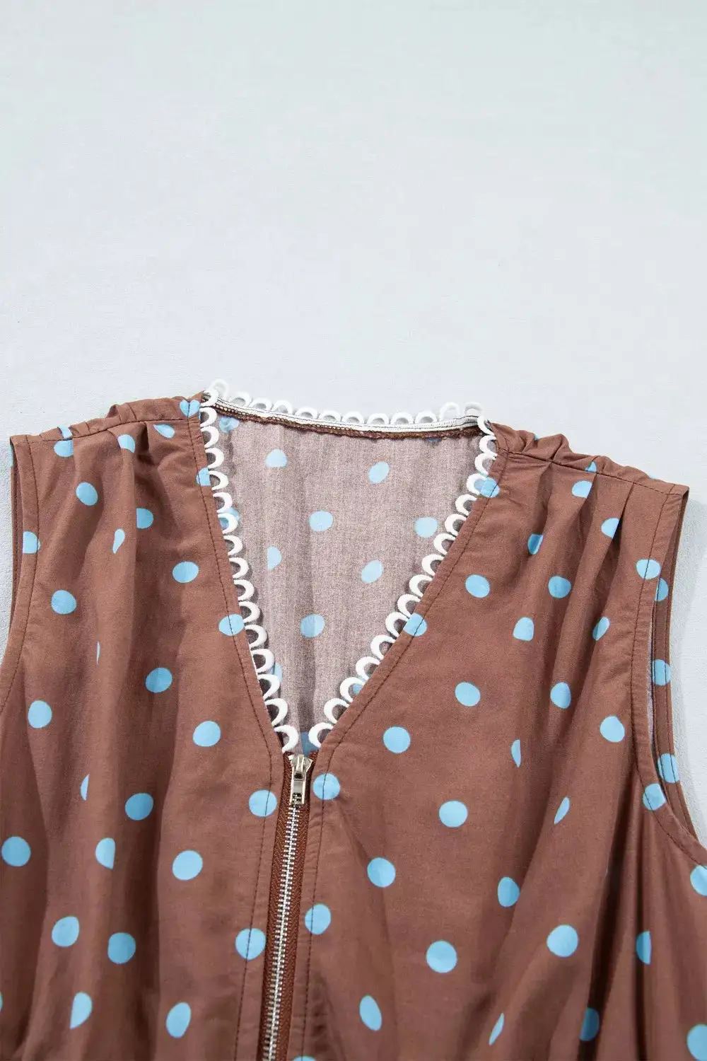 Polka Dot Zip Front Midi Dress