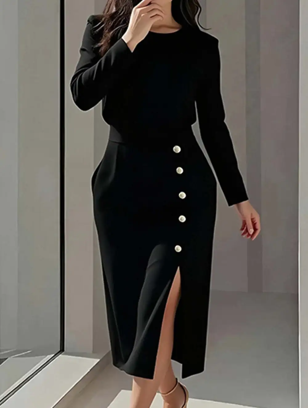 Slim-Fit Split Hem Dress