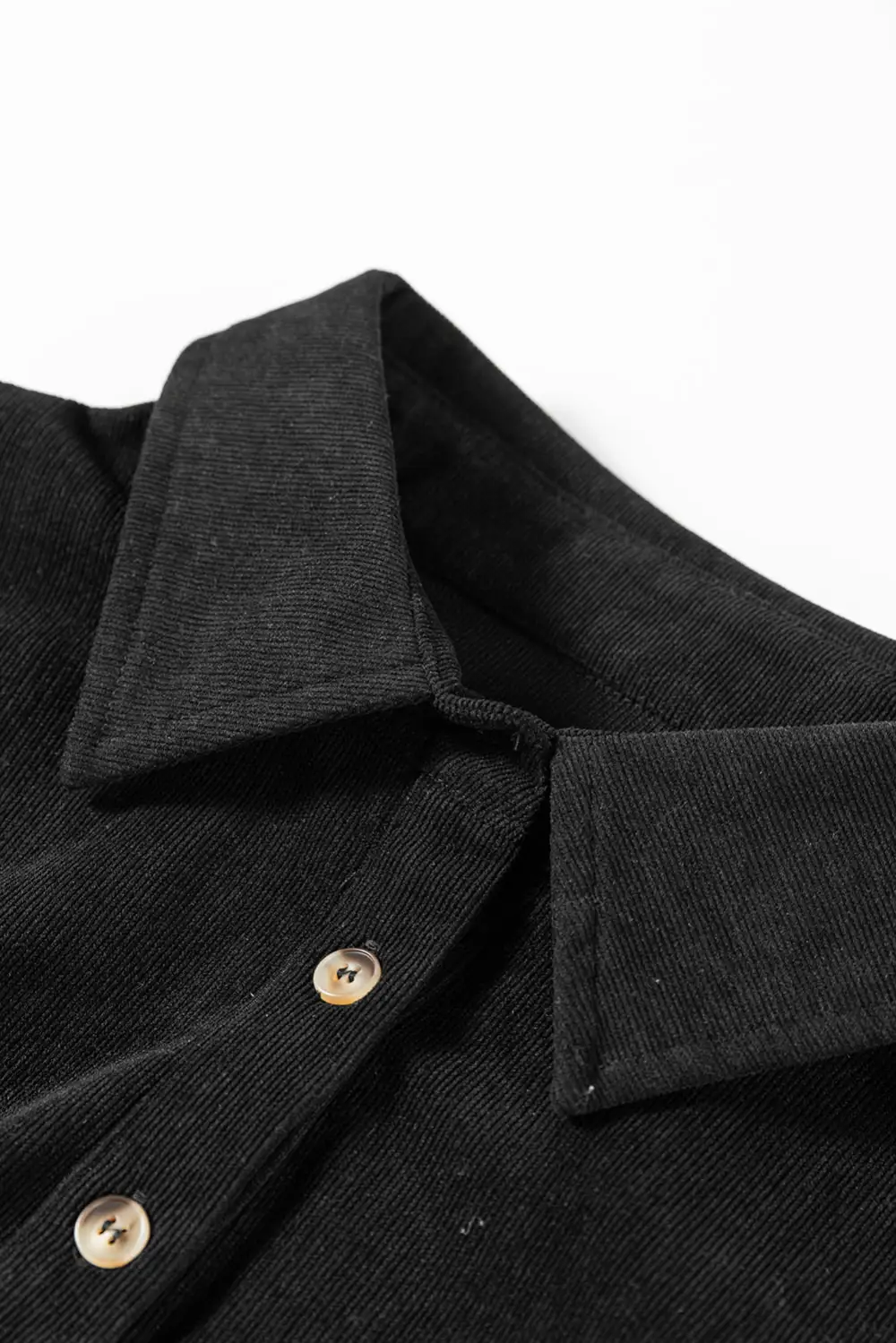 Corduroy Half Button Long Sleeve Mini Dress