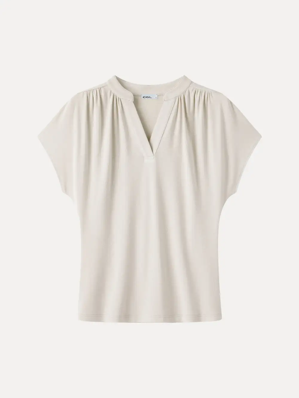 Collared V-Neck Short Sleeve Top
