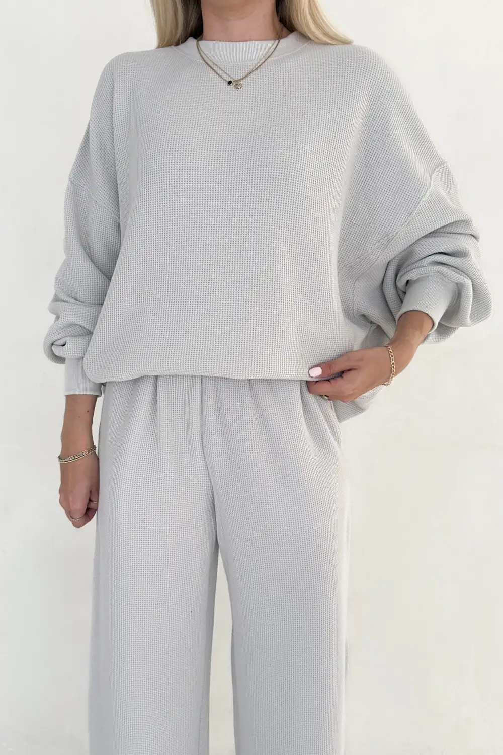 Laid Back Waffle Knit Sweatshirt
