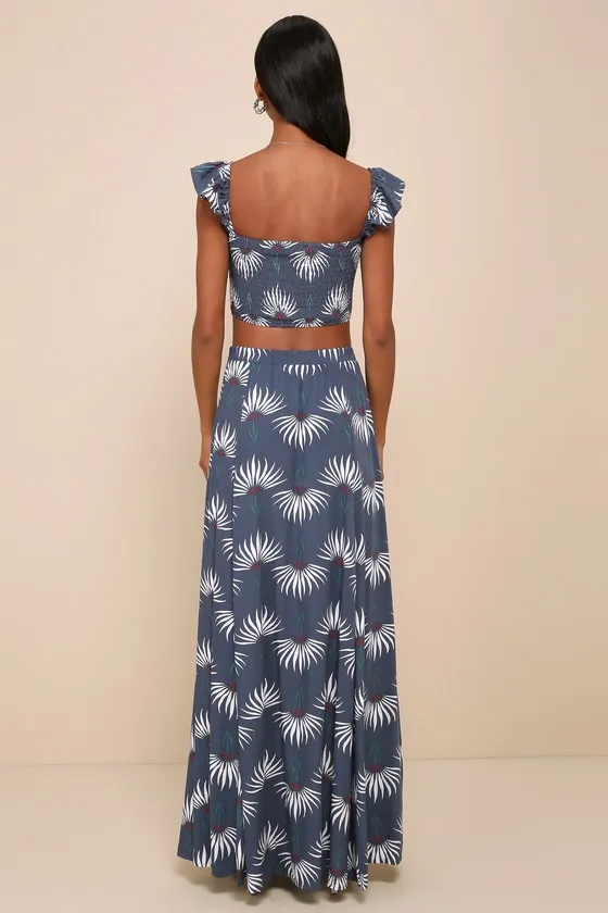 Trancoso Coral Floral Print Two-Piece Maxi Dress