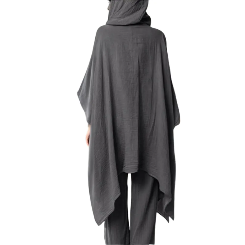 Women's Two-Piece Casual Set, Wide-Leg Pants & Loose-Fit Cardigan Jacket