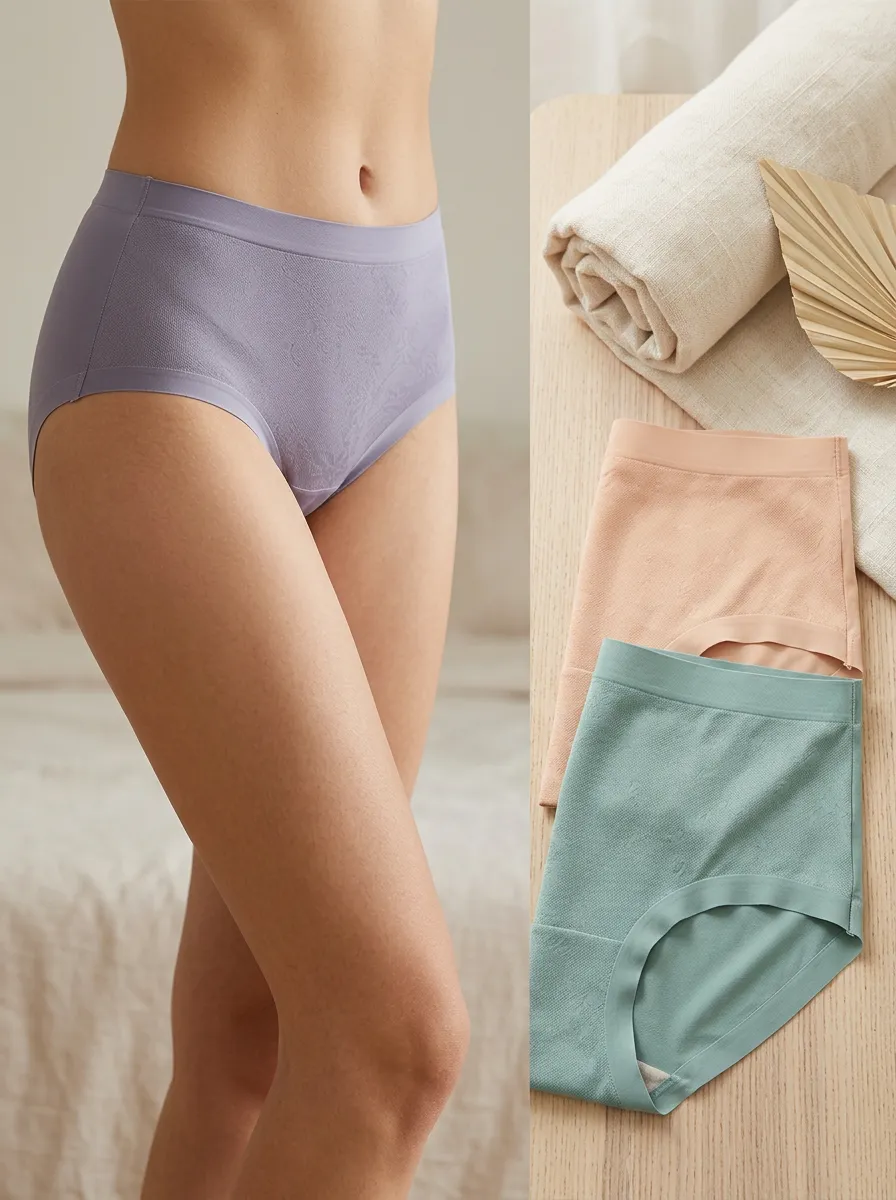 Women's Floral Jacquard Seamless Three-Pack Panties