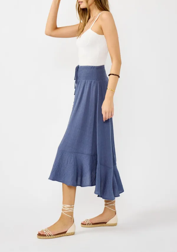 Smocked Drawstring Waist Skirt