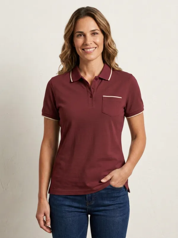 Women's Pocket Contrast-Trim Polo Shirt