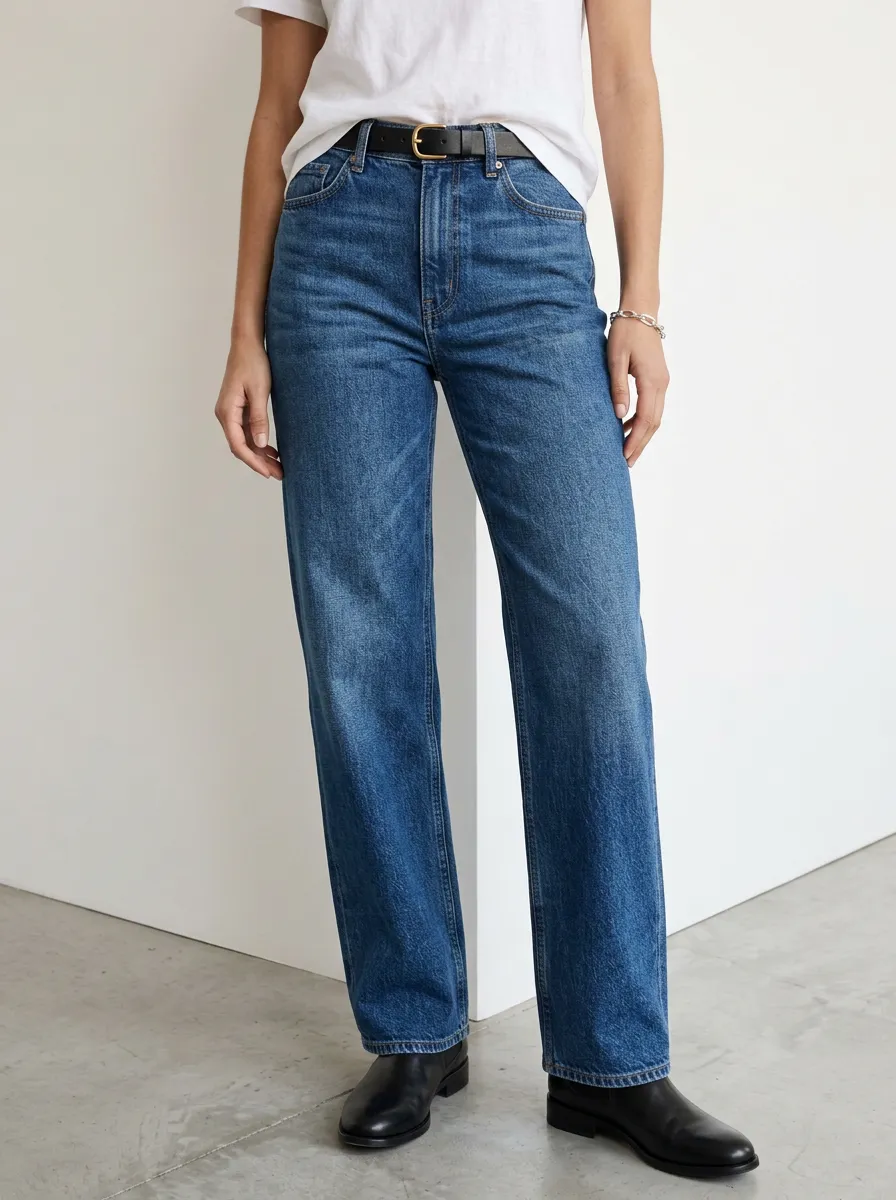 High-Rise Vintage-Wash Women's Straight-Leg Jeans