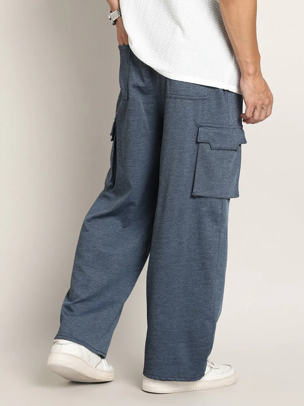 Blue Casual Style Relaxed Cargo Trousers