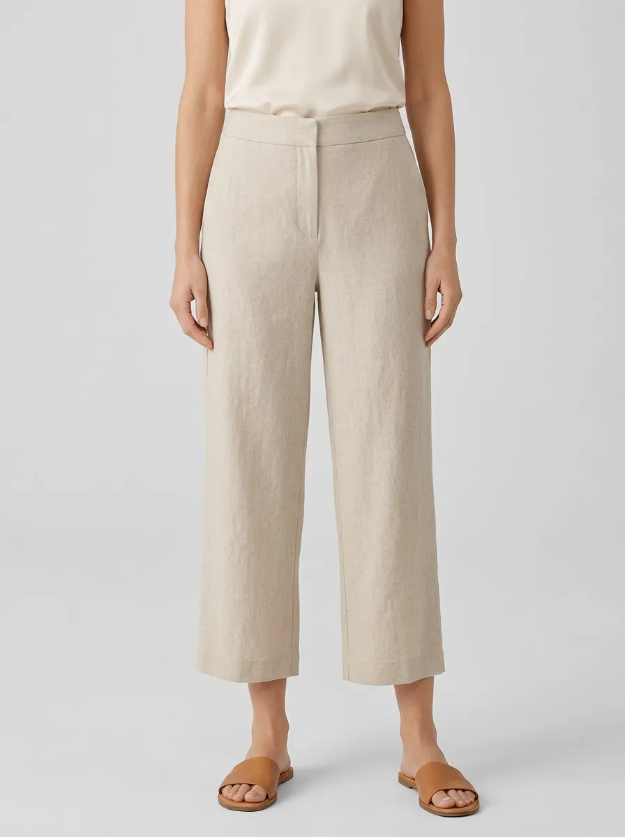 Comfort Linen Blend Collection Women's Cropped Pants