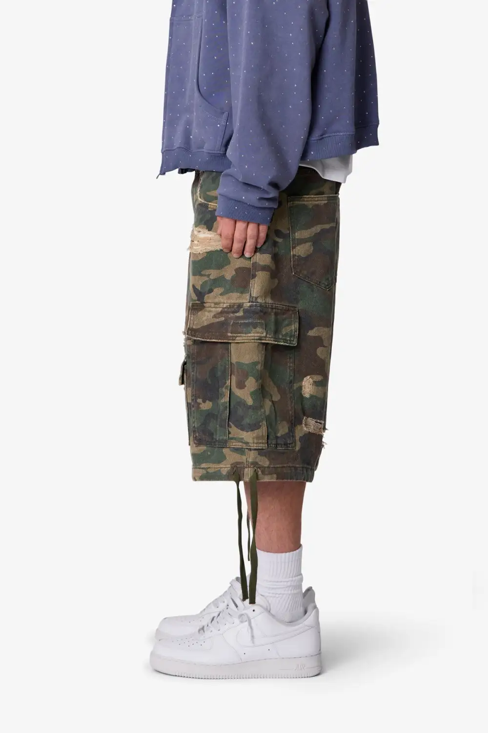 Distressed Baggy Cargo Shorts