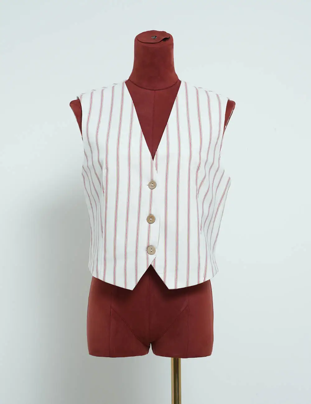 Chic Color Block Button Open Vest