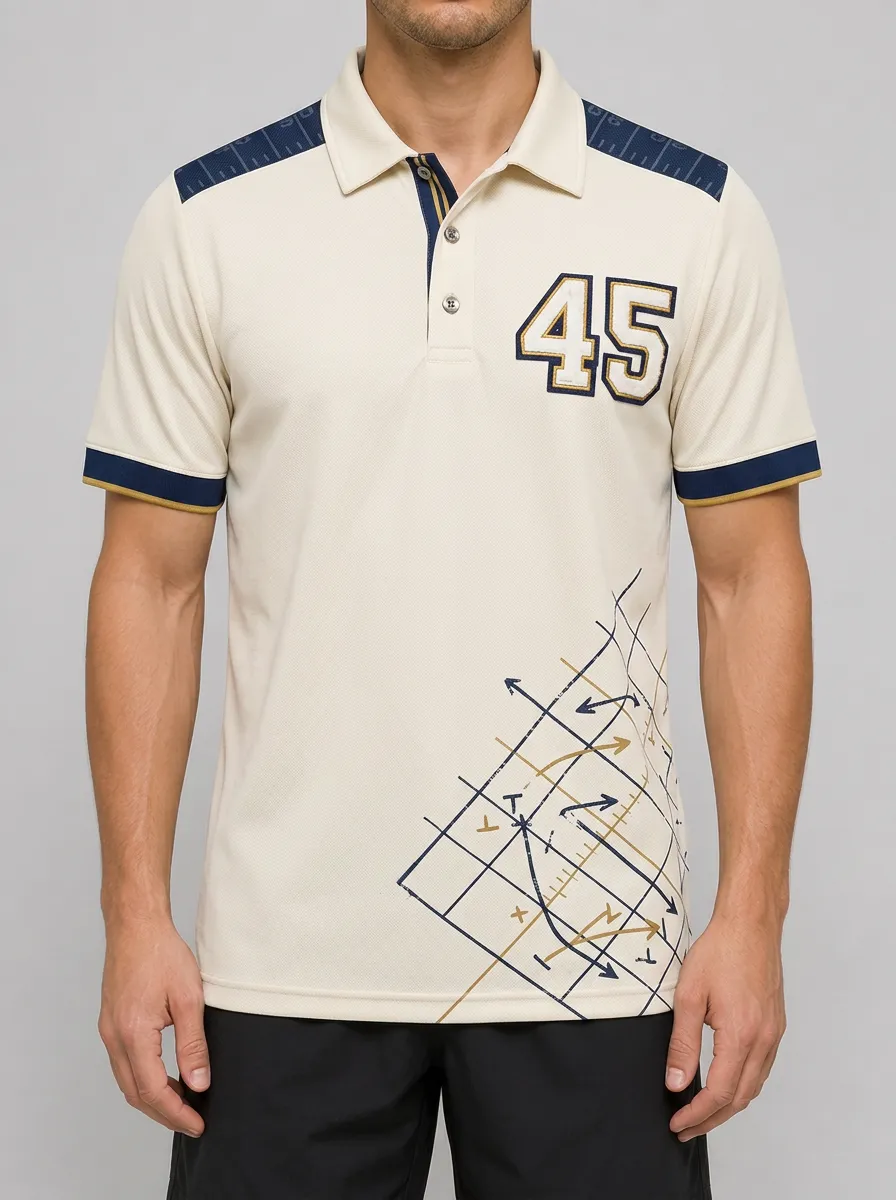 Men's American Football Fan Number 45 Playbook Printed Polo Shirt