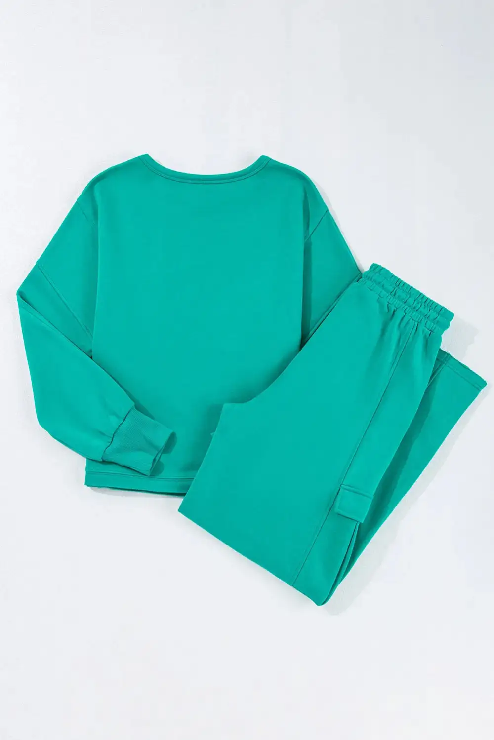 Pocketed Round Neck Long Sleeve Top And Drawstring Pants Set