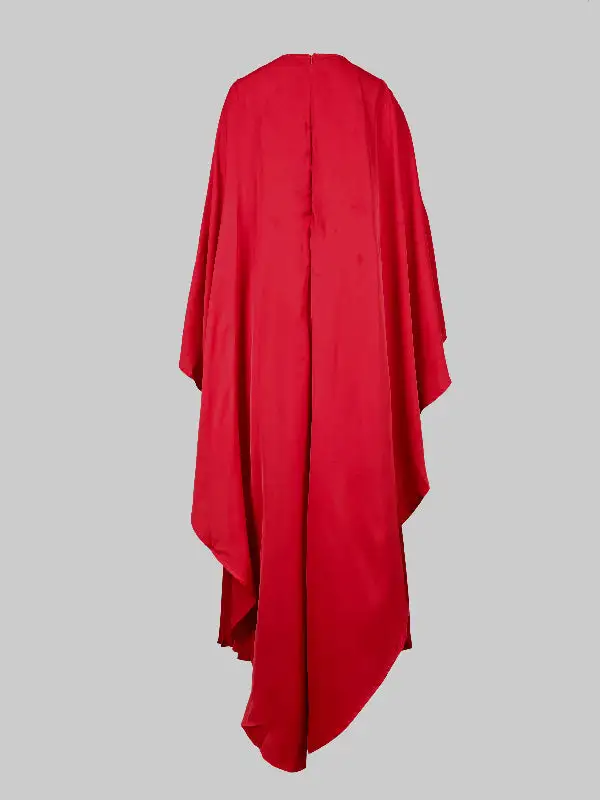 Versatile High Low Pleated Cape Maxi Dress