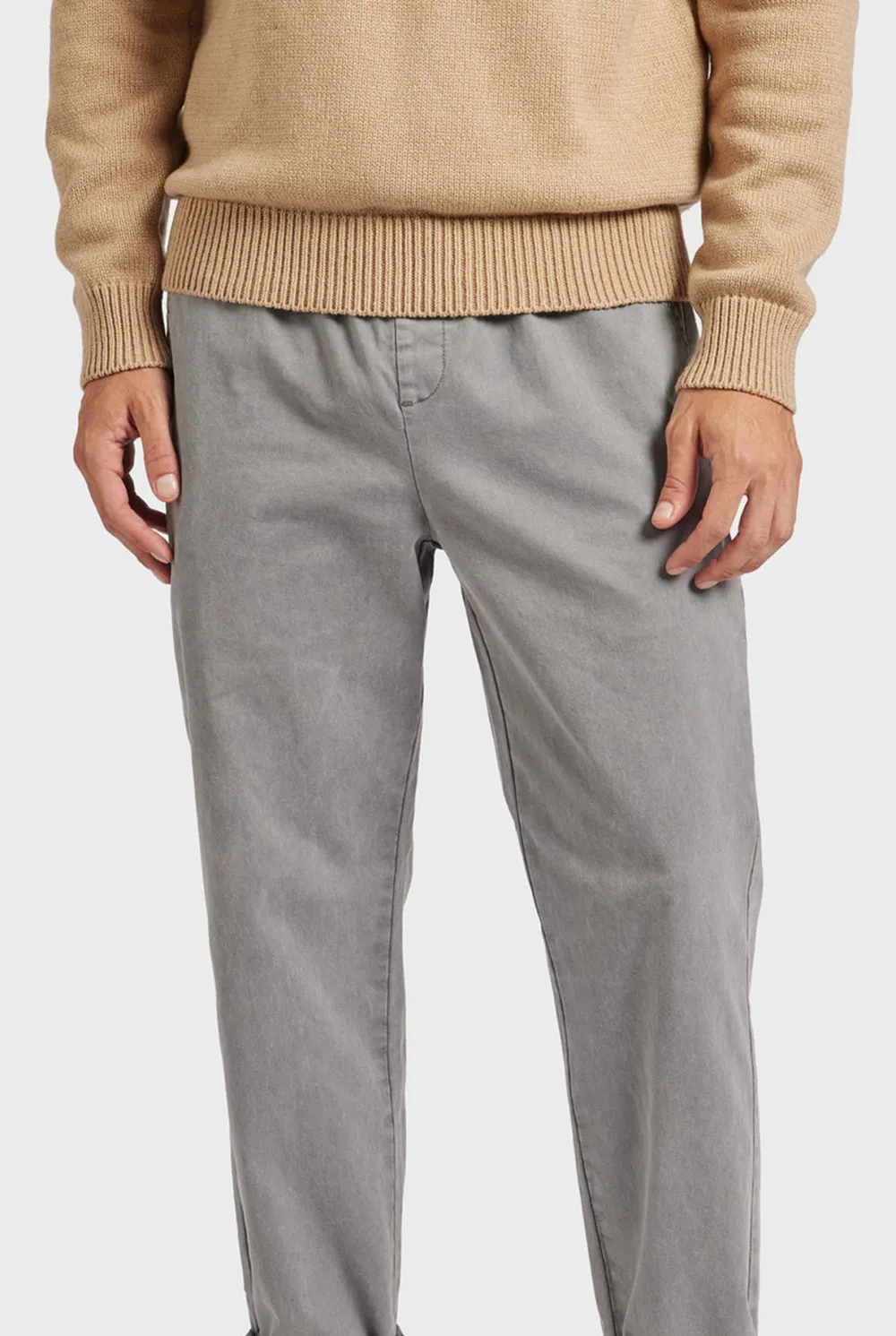 Grey Slim Fit Cotton Chino Trousers