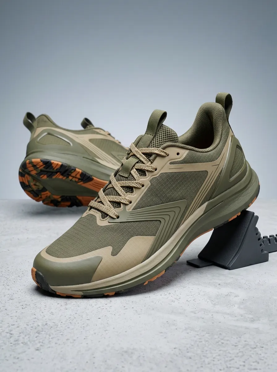Men's Tactical Outdoor Army Green Camo Sole Printed Sneakers