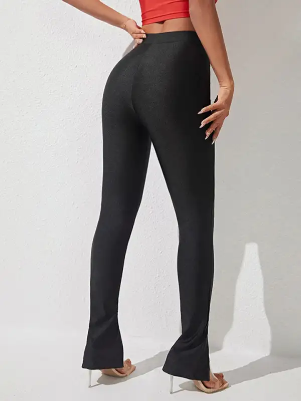 Textured High Waist Straight Leg Pants