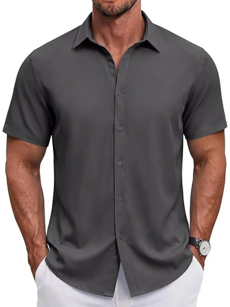 S Short Sleeve Casual Button-Down Shirt