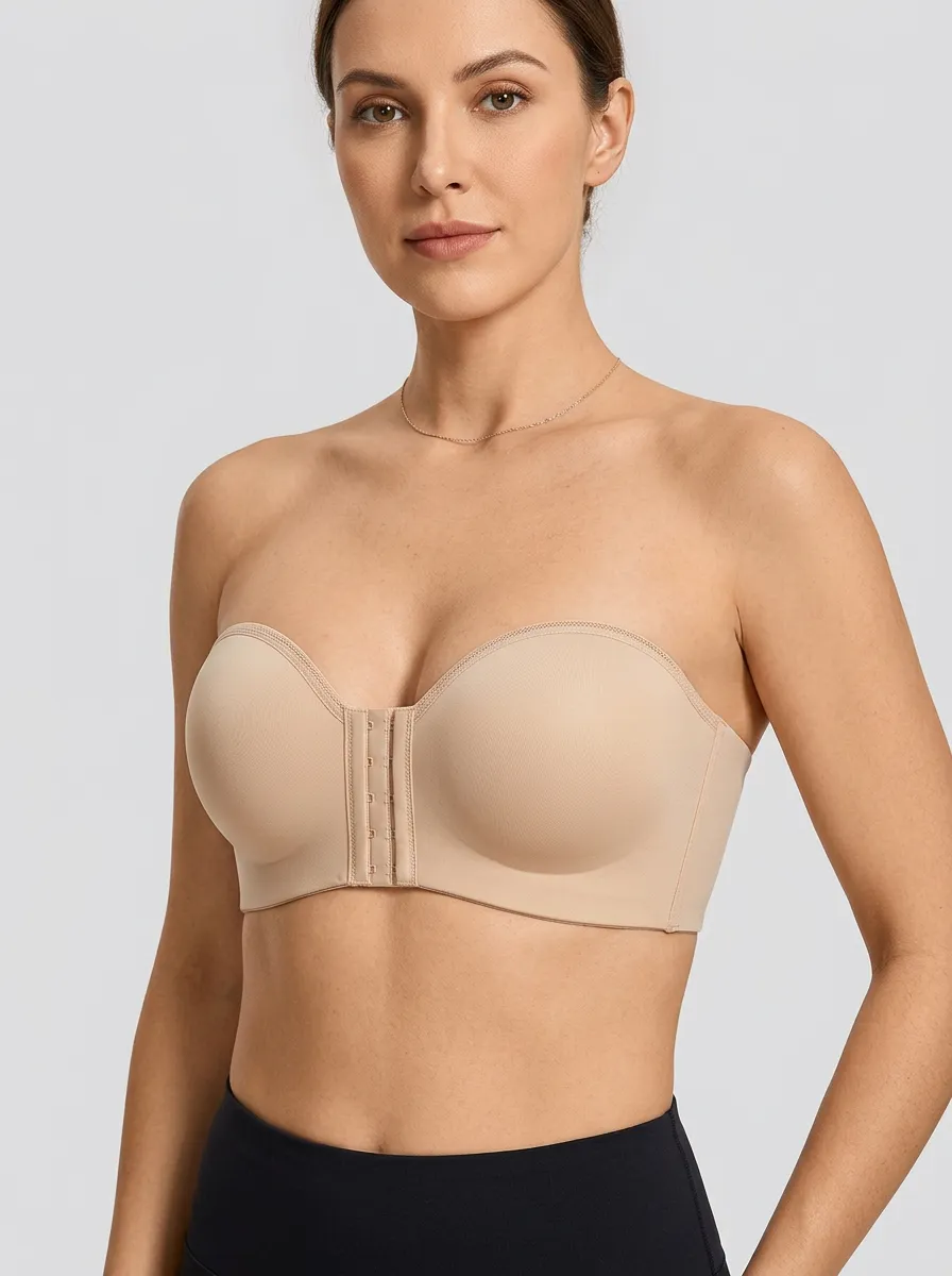 Women's Structured-Cup Form-Fitting Front-Closure Strapless Bra