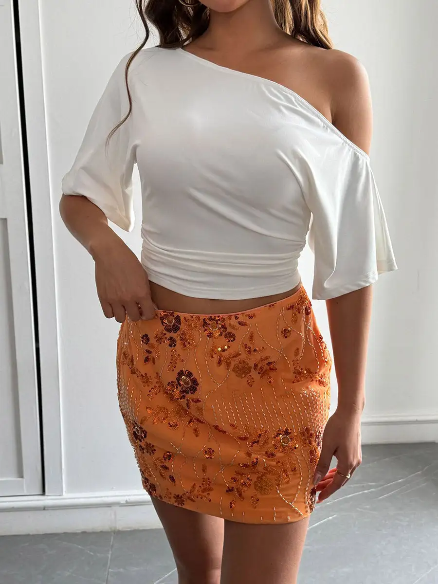 Short Sleeve One Shoulder T-Shirt