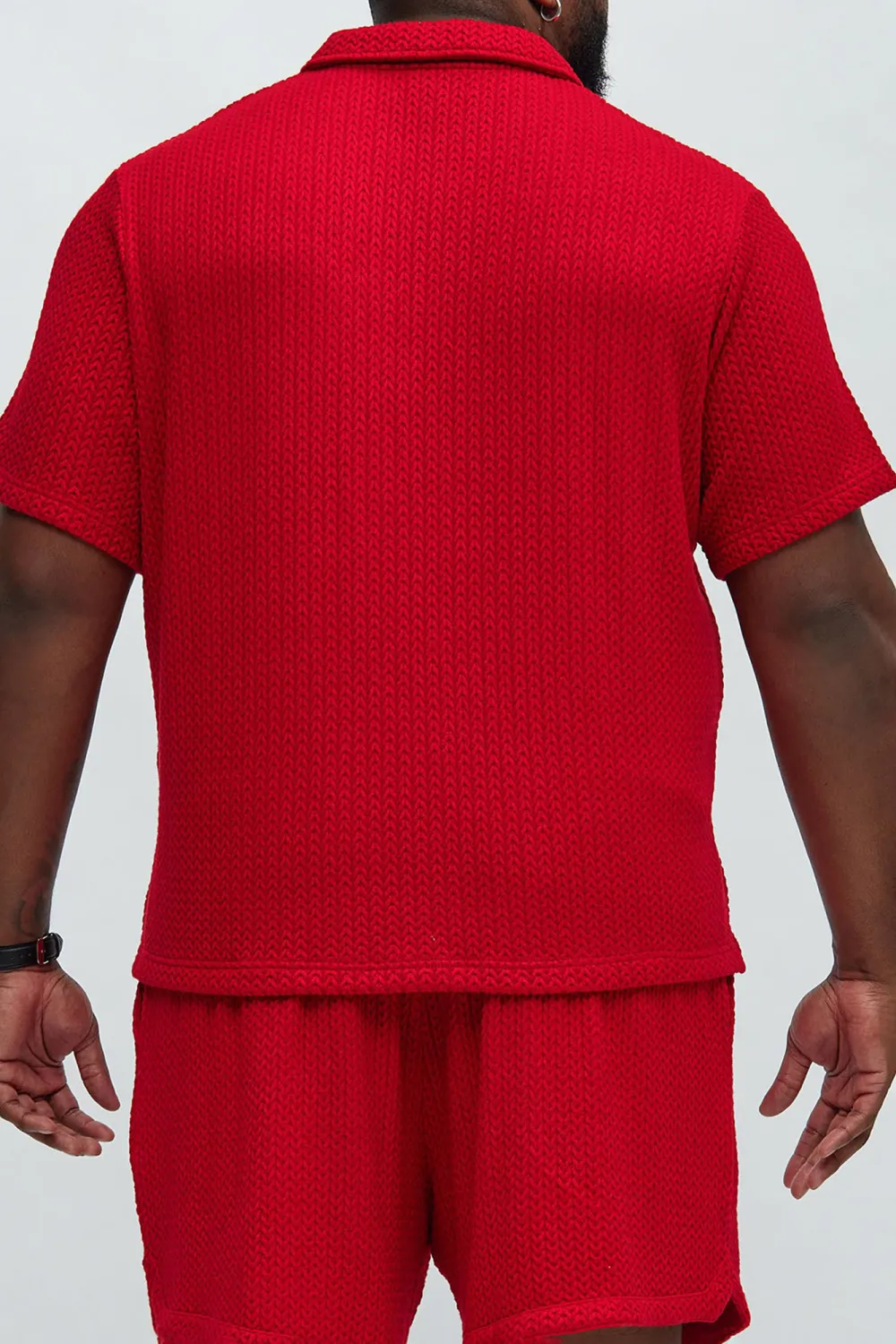 Fashion Red Textured Polo