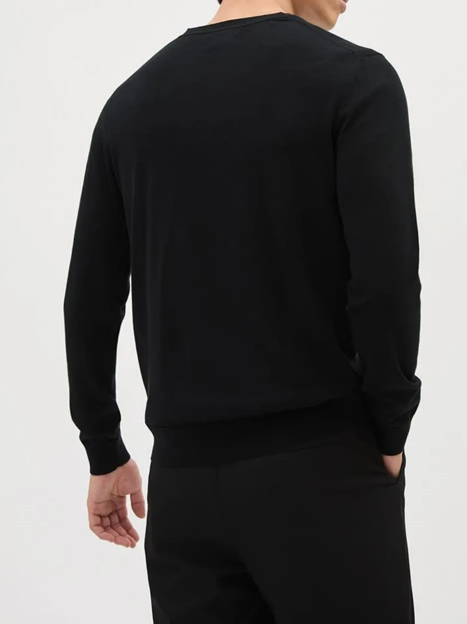 Black Long-Sleeve V-Neck Sweater