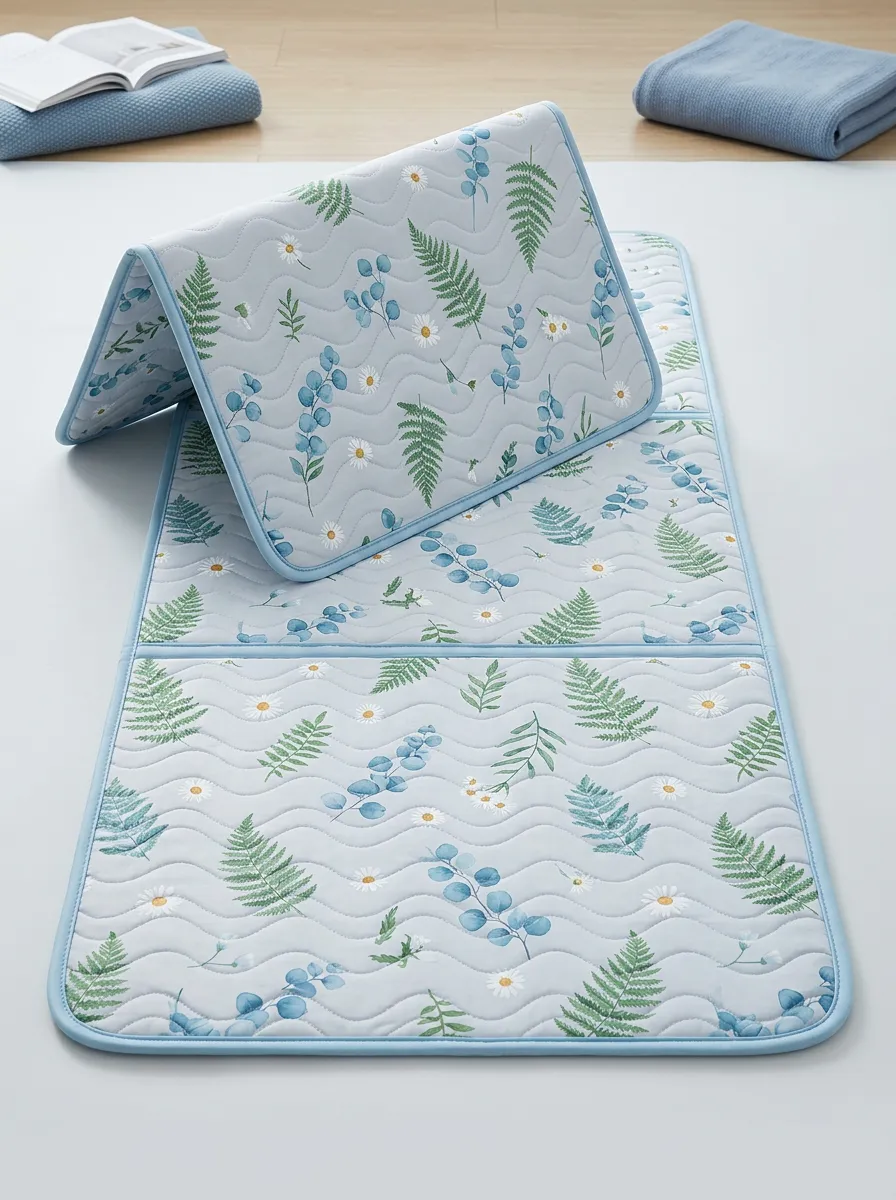 Botanical Nature Lover Daisy Fern Pattern Cooling Mat
