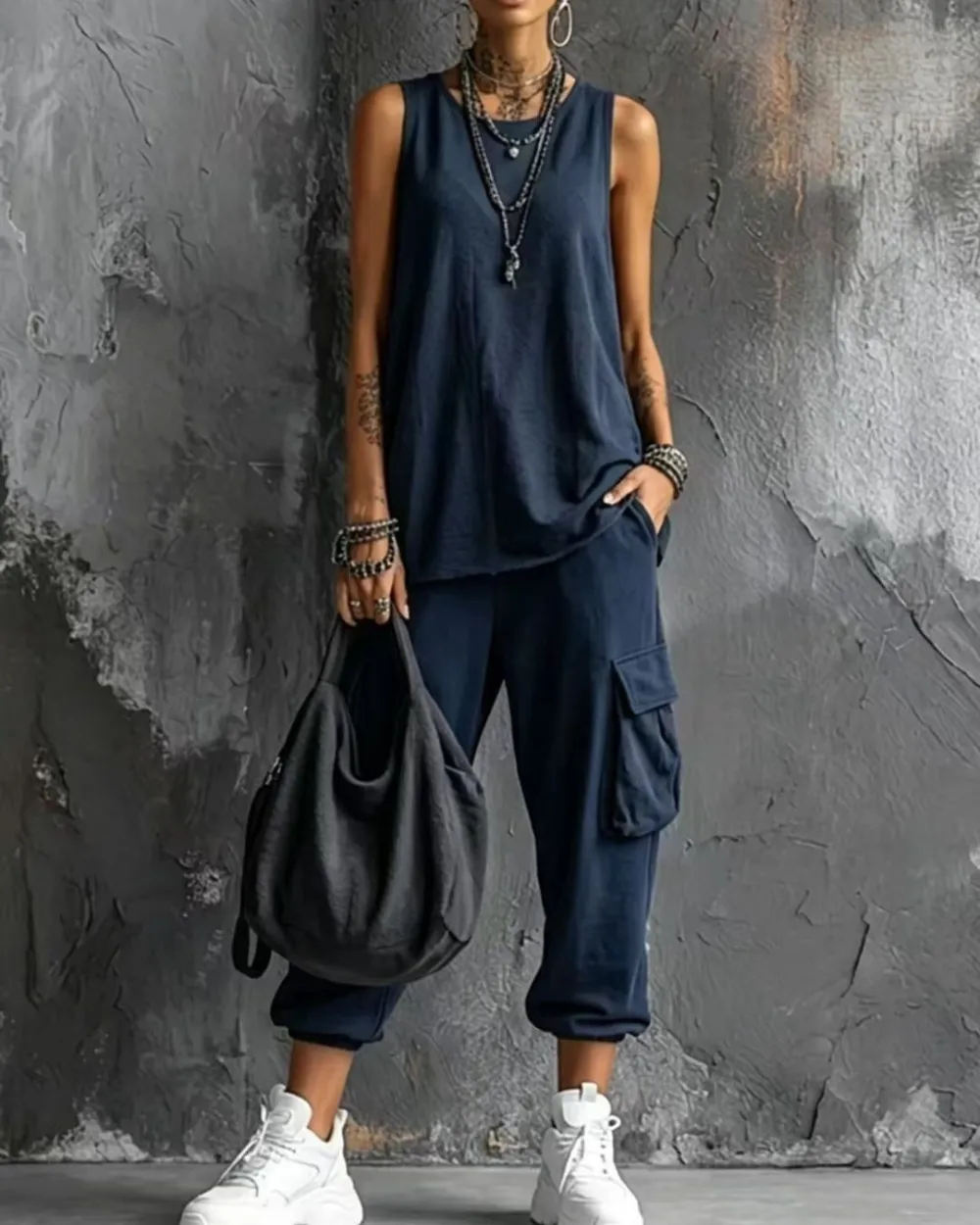 Sleeveless Tank and Cropped Ankle Pants Set