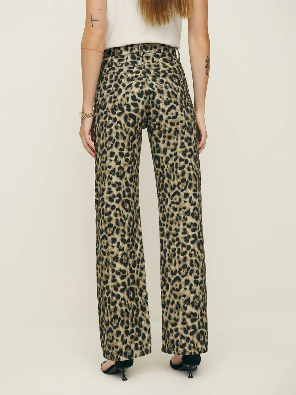Leopard Print Wide Leg Jeans