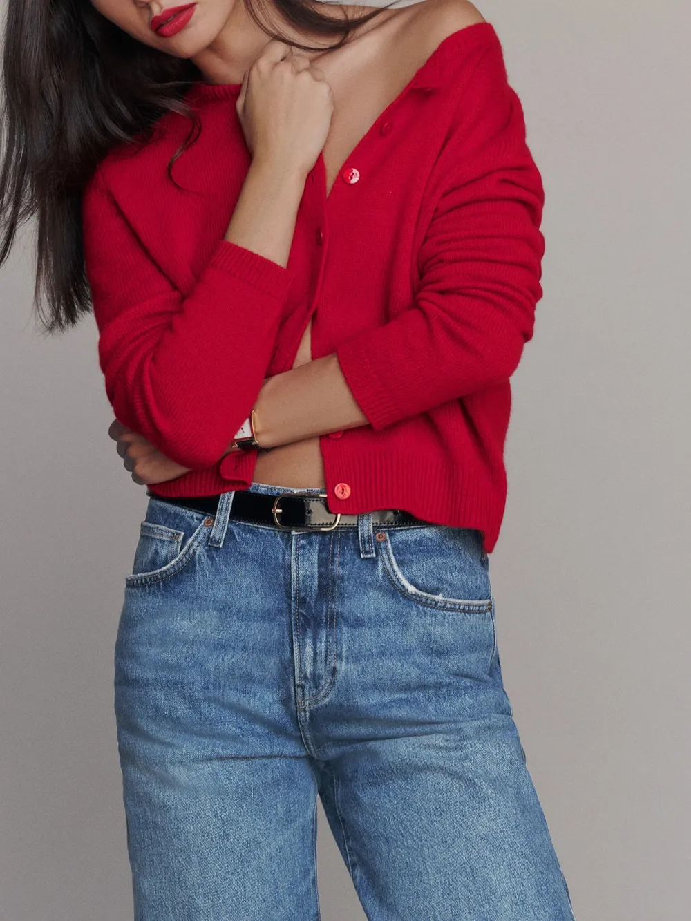 Crew Neck Cashmere Cardigan