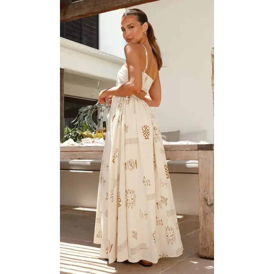Soft Printed Square Neck Maxi Cami Dress