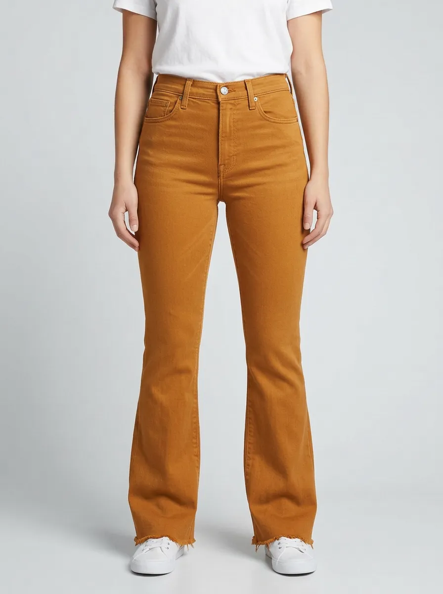 Women's High-Rise Frayed Hem Flare Jeans