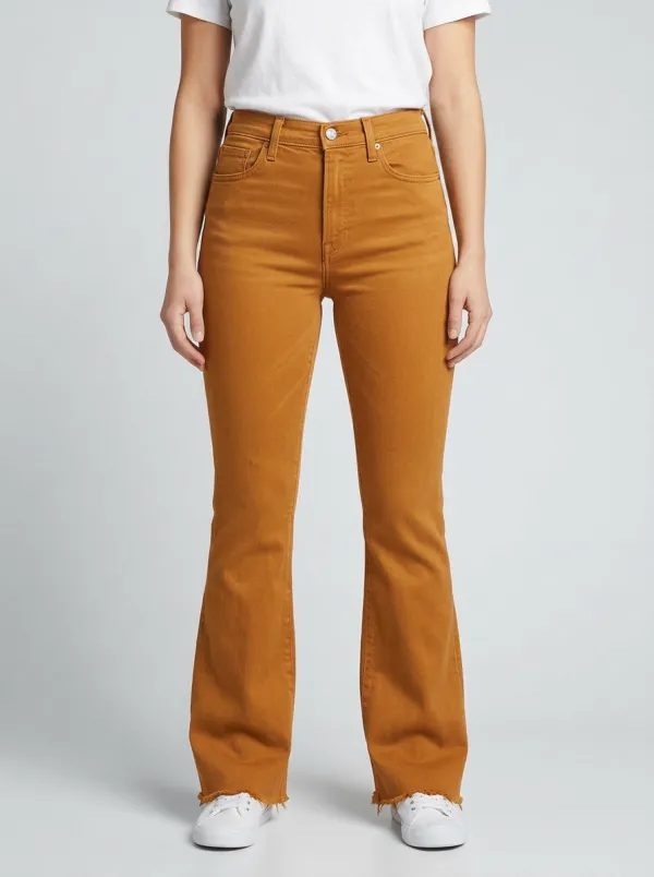Women's High-Rise Frayed Hem Flare Jeans